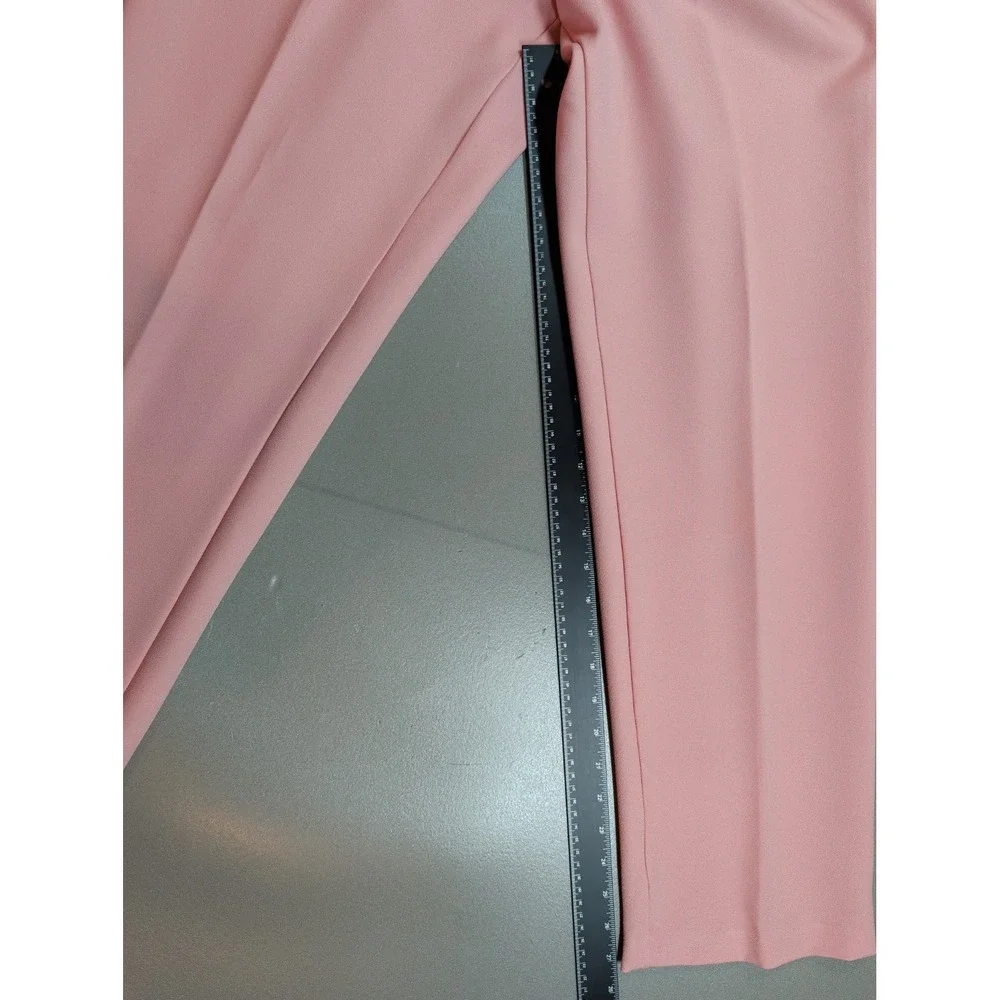 Bedford Fair Lifestyles Pink 2 Piece Pant Set Short Sleeve Button Top Size 10